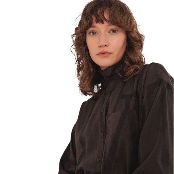 NWT SKFK Izua Black Brown Button Front Belted Mini Dress Size 6 Reg. $119 - Picture 7 of 12